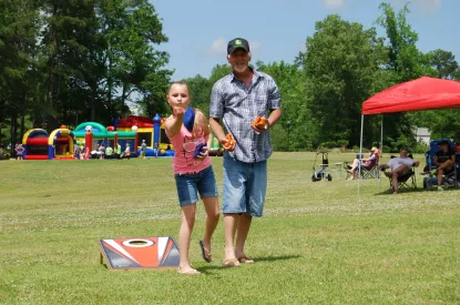 Festival attendees playing games