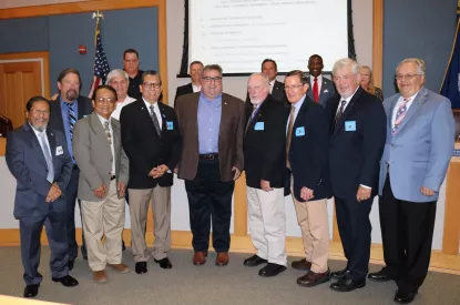 Mayor with Knights of Columbus members