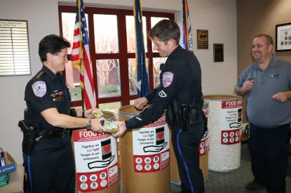 Chief Roscoe at food drive